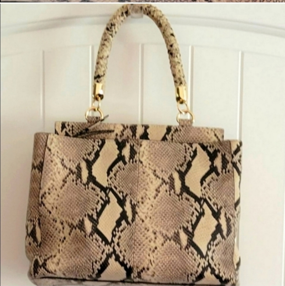 Elaine Turner Snake Embossed Leather Handbag NWOT - Picture 2 of 6